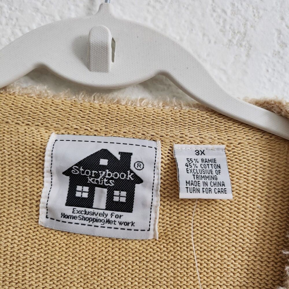 Storybook Knits Cardigan 3X Tan Fair Isle Sweater Sequin Grandmacore NWT Vintage - Picture 3 of 9